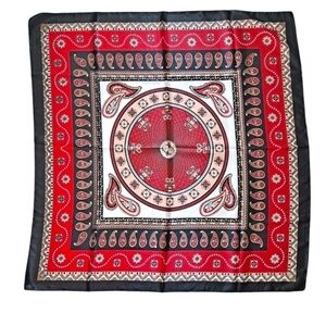 💖 Satin Oversized Square Red Paisley Floral Scarf Hair Neck Classic Accessory‎